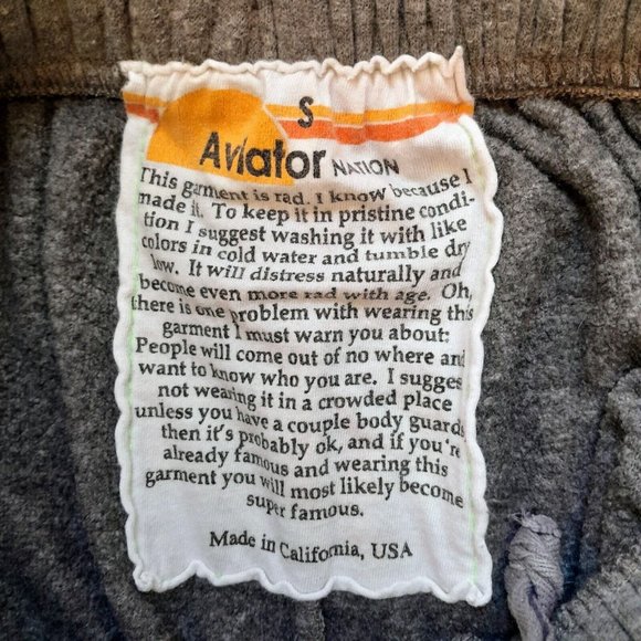 Aviator Nation Sz S Sweatpants Joggers Gray Manhattan Beach Logo Spellout - Picture 9 of 12